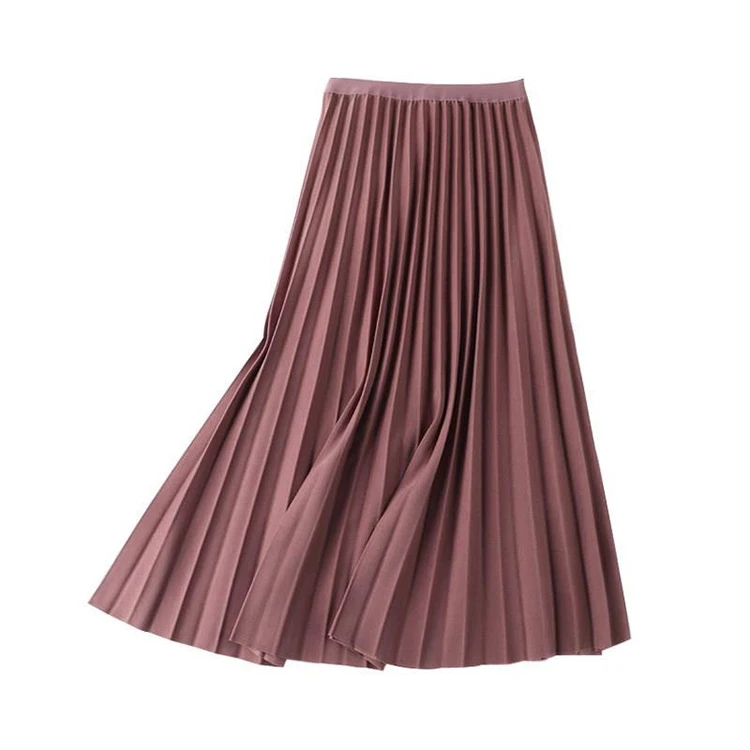 New style women casual winter solid satin long pleated skirt, Customzied color 
New style women casual winter solid satin long pleated skirt, Customzied color
