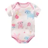 Pink color baby clothes summer romper 100% cotton bodysuit full prints cute pattern with white basic body romper for 0-24M