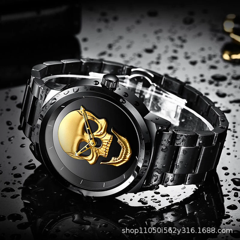 Punk 3D Skull Dial Classic Black Stainless Steel Mens Quartz Wristwatch, Silver;gold;rose gold
Punk 3D Skull Dial Classic Black Stainless Steel Mens Quartz Wristwatch, Silver;gold;rose gold