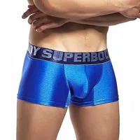 

Sexy Men's Stretch Shining Boxer Briefs Underwear Low Rise Pouch Boxer Shorts Plus Size Nylon Seamless Underwear Mens Panties