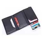 OEM logo Magnet Slim Leather Card Holder Aluminum RFID Wallet Metal Card Holder Case with Coin Pocket Holder Zipper