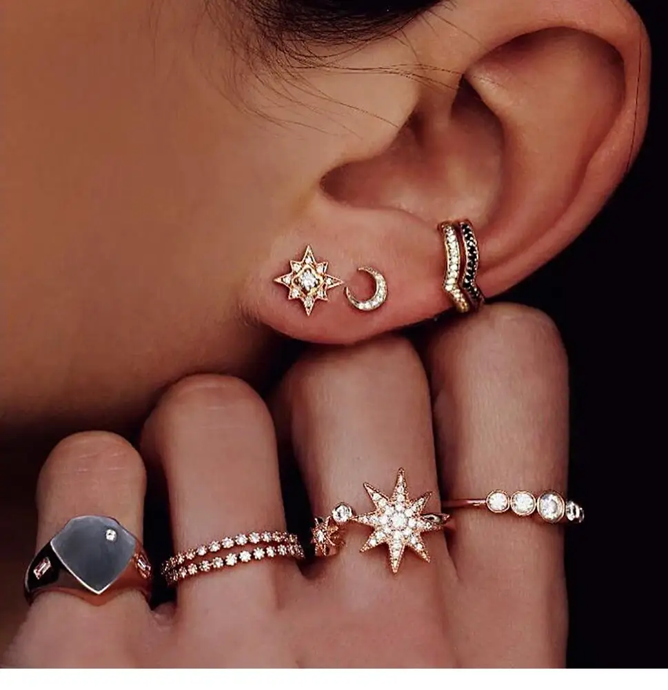 9pcs/set Bohemian Moon Stars Heart Stud Earrings Ring Set Women Fashion Crystal Flower Earrings Jewelry set, Picture
9pcs/set Bohemian Moon Stars Heart Stud Earrings Ring Set Women Fashion Crystal Flower Earrings Jewelry set, Picture