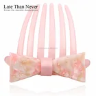 Lovely Cute Pink Children Kids Girls Hair Bows Cellulose Acetate Acetie Acid Bridal Acrylic Hair Combs Clips