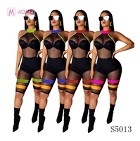 S5013 Women sexy club wear contrast color mesh patchwork sleeveless bodycon jumpsuit
S5013 Women sexy club wear contrast color mesh patchwork sleeveless bodycon jumpsuit