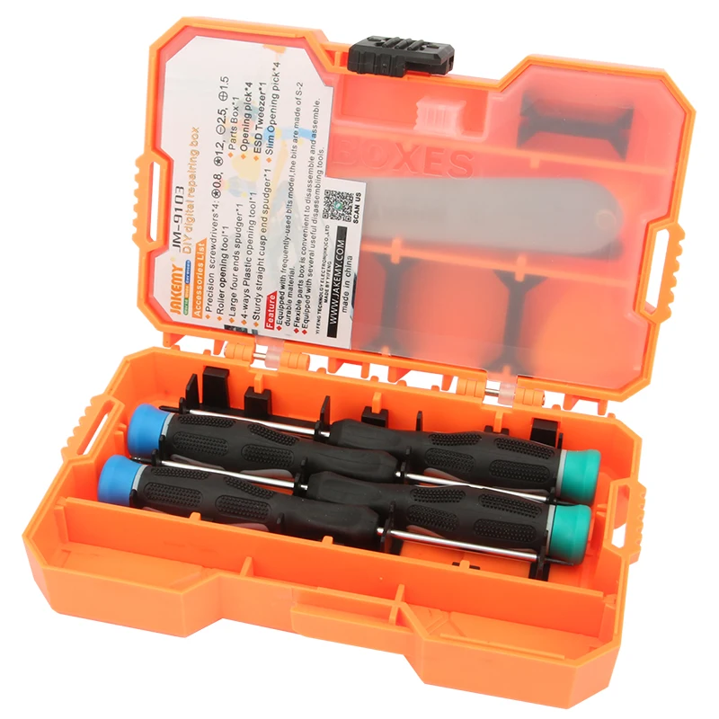 JAKEMY JM-9103 Wholesale 18 pcs IN 1 DIY digital repair tool kit box for mobile phone
JAKEMY JM-9103 Wholesale 18 pcs IN 1 DIY digital repair tool kit box for mobile phone