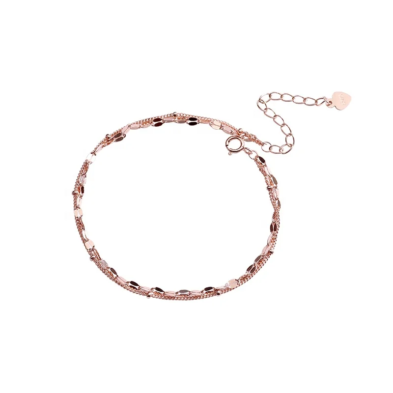 L095L Rose Gold Plated Double Layer 925 Sterling Silver Chain Bracelets Fashion Jewellery For Ladies
L095L Rose Gold Plated Double Layer 925 Sterling Silver Chain Bracelets Fashion Jewellery For Ladies