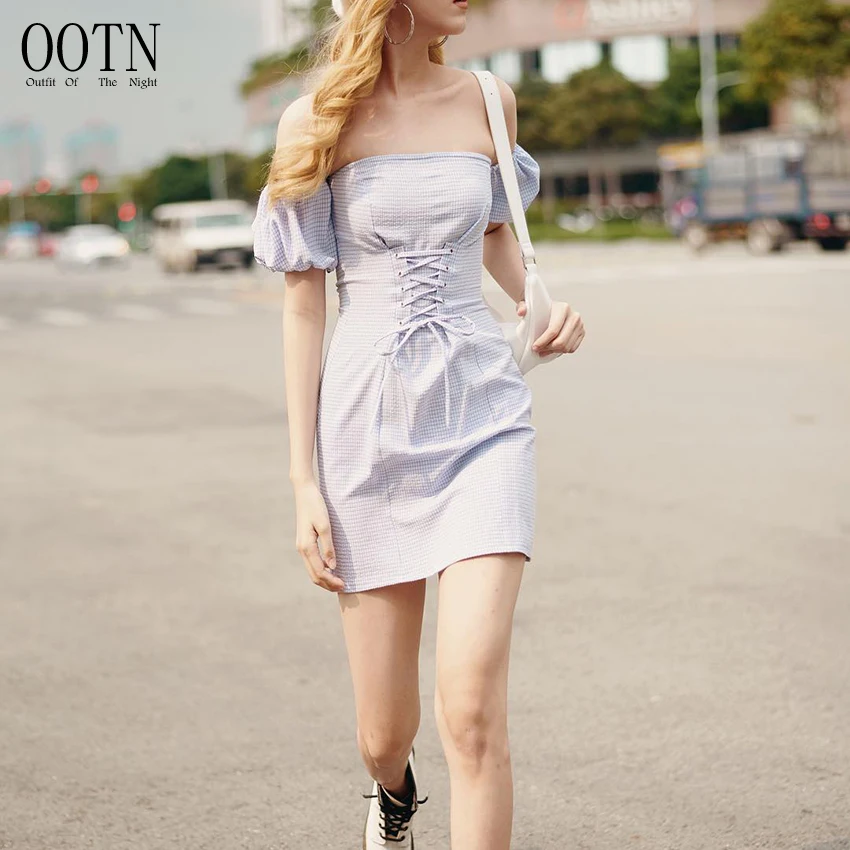 OOTN Blue Plaid Puff Sleeve Shirt Off Shoulder Dress Short Sleeve Lace Up Bandage Dresses Summer 2019 Women Dresses
OOTN Blue Plaid Puff Sleeve Shirt Off Shoulder Dress Short Sleeve Lace Up Bandage Dresses Summer 2019 Women Dresses