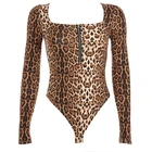 Wholesale Women Sexy Leopard Printing Zipper Bodysuit