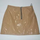 NEW Ladies shiny leather skirt a line mini skirt women