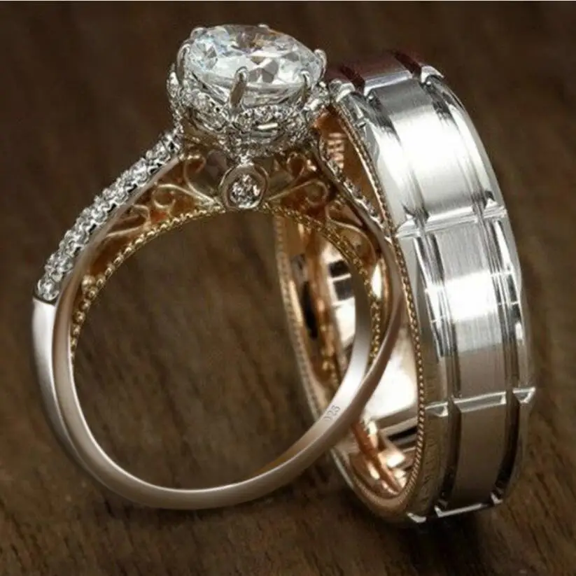 Fashion new for men and women exquisite creative dual color microzircon ring Wedding ring jewelry
Fashion new for men and women exquisite creative dual color microzircon ring Wedding ring jewelry
