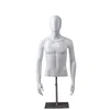Lifelike white fiberglass custom upper half body form cloth men male torso mannequin with arms