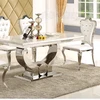 Modern Contemporary Stainless Steel Round 7-Piece Dining Set Black Faux Leather VP-d3008#
