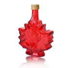 100ml red maple leaf shape glass liquor vodka bottles with screw lid