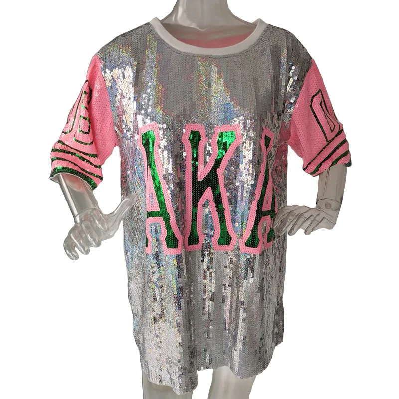 New Hip Hop Bling T-shirt AKA Half Sleeve T-shirt Dress Women Street Sequins T Shirt For Stage Dance Club Party, Sliver
New Hip Hop Bling T-shirt AKA Half Sleeve T-shirt Dress Women Street Sequins T Shirt For Stage Dance Club Party, Sliver