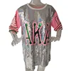 New Hip Hop Bling T-shirt AKA Half Sleeve T-shirt Dress Women Street Sequins T Shirt For Stage Dance Club Party