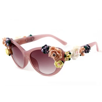 2019 Summer fashion 3D Ceramic Flower Sunglasses Retro cateye Sunglasses for Wholesale, Custom colors 
2019 Summer fashion 3D Ceramic Flower Sunglasses Retro cateye Sunglasses for Wholesale, Custom colors