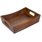Wood Tray Handle Acacia Wood Curved Serving Tray with Handles for Food Serving Tray