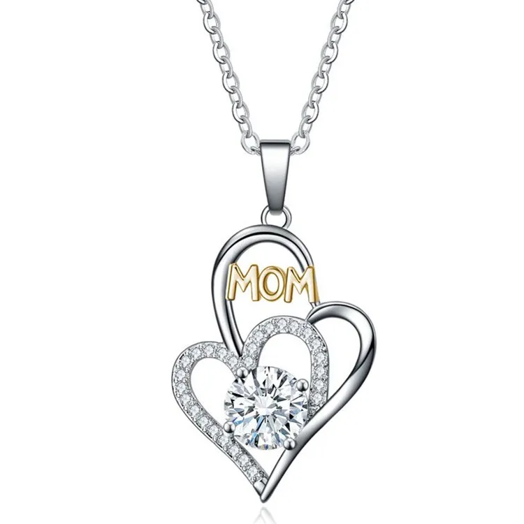 High-grade Double Heart MOM necklace Mother's Day Zircon pendant necklace Hundred take Party dress accessories jewelry
High-grade Double Heart MOM necklace Mother's Day Zircon pendant necklace Hundred take Party dress accessories jewelry