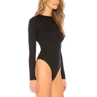 Sexy clothing bodysuit women black bodysuit women tie back opneback long sleeve bodysuit