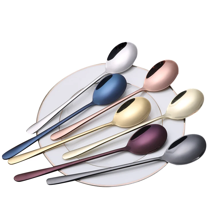 304 stainless steel gold spoon in flatware,multi-colored dinner spoons, Silver, gold, rose gold, black, blue, purple, pale gold
304 stainless steel gold spoon in flatware,multi-colored dinner spoons, Silver, gold, rose gold, black, blue, purple, pale gold