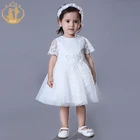 Nimble Wholesale Applique Flower Organza Ball Gown Lace White New Born Baby Dress