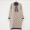 Hot sale korean style round neck slim fit letter print brand women sweater dress