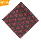 Custom Personalized Red Logo Printed Black Silk Pocket Square For Men
