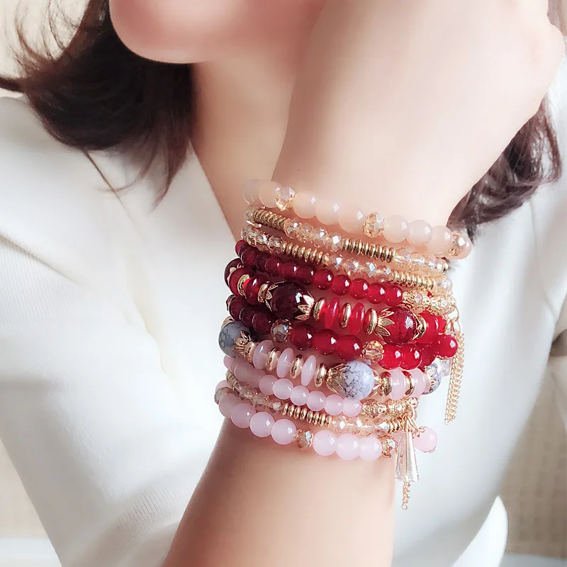 Boho multicolor 4pcs Set Elastic Rope Bracelet Crystal Bead Charm Girls Bohemia Bracelet For Women
Boho multicolor 4pcs Set Elastic Rope Bracelet Crystal Bead Charm Girls Bohemia Bracelet For Women