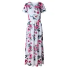 Wholesale Fashion design floral print Women short sleeve Plus Size Maxi Dress