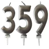 Factory sale large silver number cake candles, wholesale unique birthday candles