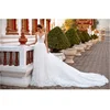 Spaghetti Strap Lace Appliqued A Line Wedding Gown Wedding Dress with V-neck and Low Back Bridal Gown