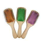 Ningbo Professional Custom Logo Laser Nylon hairpin Wooden Paddle Hair Brush