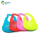 Soft Baby Waterproof Silicone Bib With Food Catcher crumb Pocket Easy Wipe