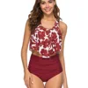 Two Piece Swimsuits for Women Ruched Bathing Suits Top Ruffled Racerback with High Waisted Bottom Tankini Set