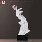 Hand Resin Figurines Figurine Custom Handicraft Resin Multicolor Hand With Rose Home Decor Statue