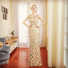 Middle East style gold gown silk cloth evening dress Formal wear dress for party