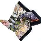 Digital printed square satin women hijab chiffon scarf