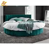 Custom Made Modern Classic Fabric Hotel Round Bed King With Tufted Headboard For Hotel Bedroom Furniture