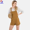 2019 Summer fashion women plain color strip short linen jumpsuit with pockets