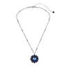 xl01860c Vintage Gem Stone Hollow Flower Pendant Necklaces Jewelry Women
