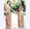 Simple Malaysia Infinity Champagne Sequins Long Bridesmaid Dresses