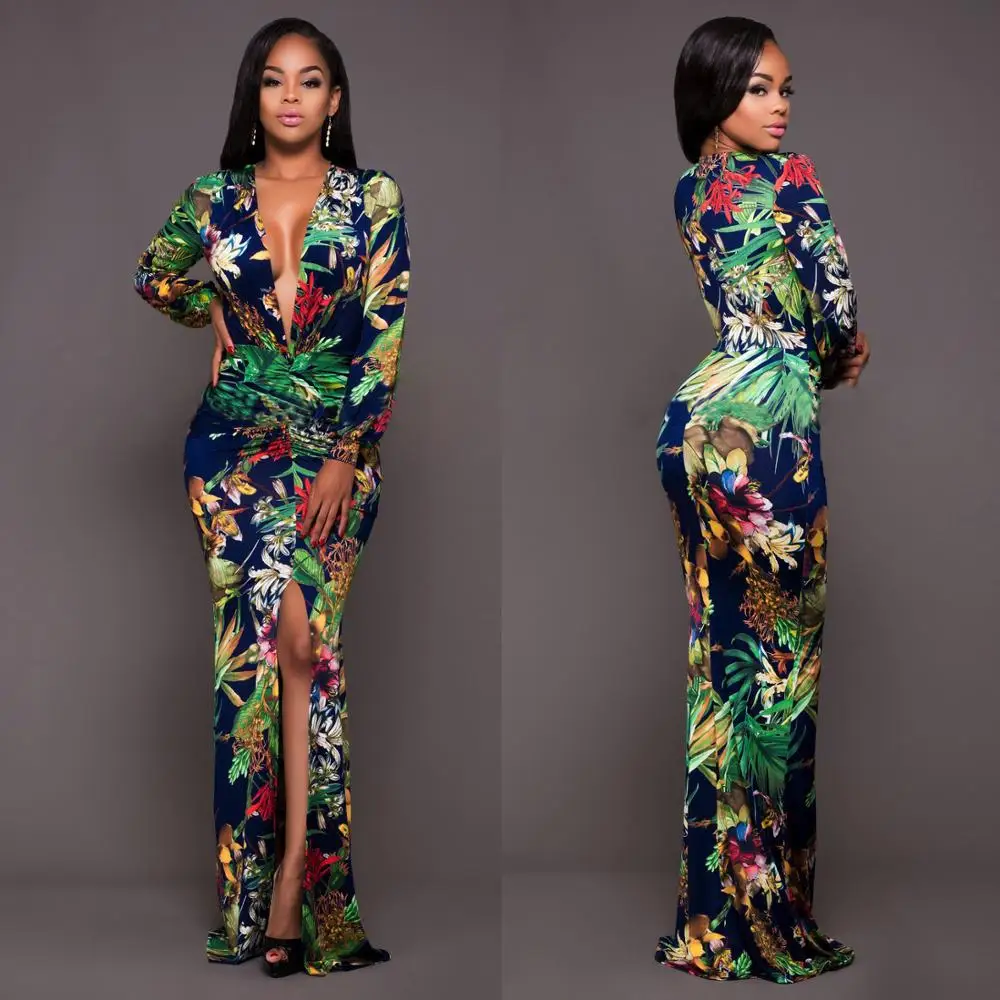 F20867A European fashion woman long sleeve maxi dress floral printed expanshion skirt deep v neck long dress for women, As picture
F20867A European fashion woman long sleeve maxi dress floral printed expanshion skirt deep v neck long dress for women, As picture
