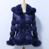 Wholesale Winter Jacket Fashion Women Real Fox Fur Hooded Down Coat
