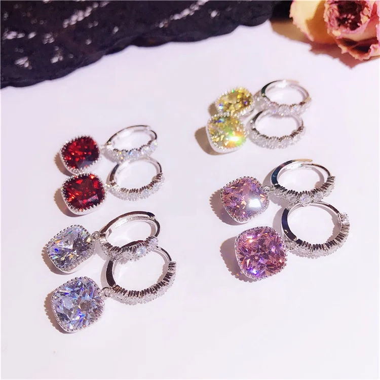 High Quality multicolor zircon square Stud Earrings female elegant wedding party rings gift for women
High Quality multicolor zircon square Stud Earrings female elegant wedding party rings gift for women
