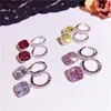 High Quality multicolor zircon square Stud Earrings female elegant wedding party rings gift for women