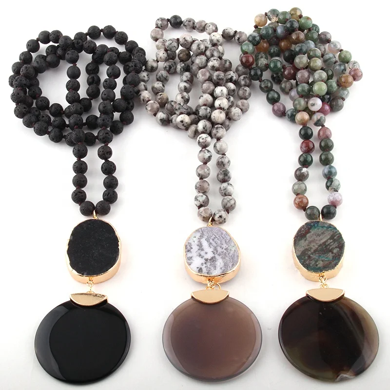 Fashion Women Natural Stone Long Knotted Flat Round Pendant Necklace 8mm GemStone Necklaces, Black ,gold,brown,grey
Fashion Women Natural Stone Long Knotted Flat Round Pendant Necklace 8mm GemStone Necklaces, Black ,gold,brown,grey