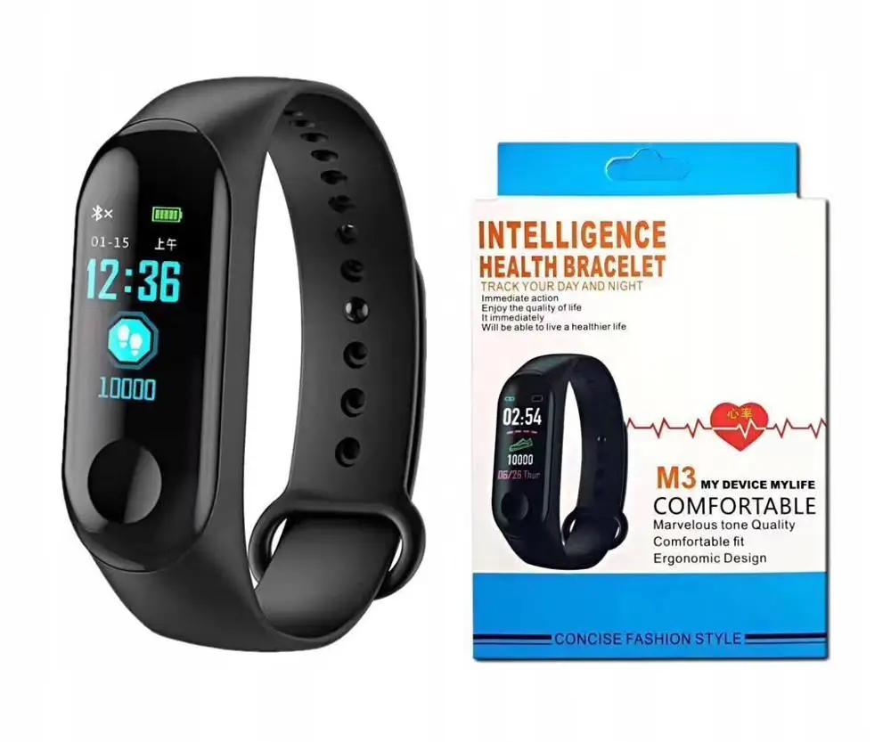 Smart bracelet wrist band watch Colorful Screen for fitness tracker bracelets For M3 plus, Black
Smart bracelet wrist band watch Colorful Screen for fitness tracker bracelets For M3 plus, Black