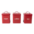 Modern Red Square Shape Custom Can Containers For KitchenTea Coffee Biscuit Metal Food Storage Tin Box With Lid Set