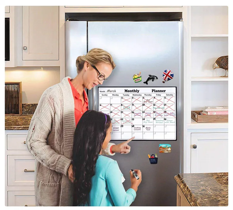 Eco Freundliche Magnetische Whiteboard Wöchentlich Planer Trockenen Löschen Monatliche Magnetische Kalender Für Kühlschrank