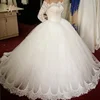 High Quality Shoulder Long Sleeves Lace Ball Gown Wedding Dress for Bride